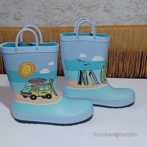Cat & Jack Blue Kids Rain Boots with Surf Van Design